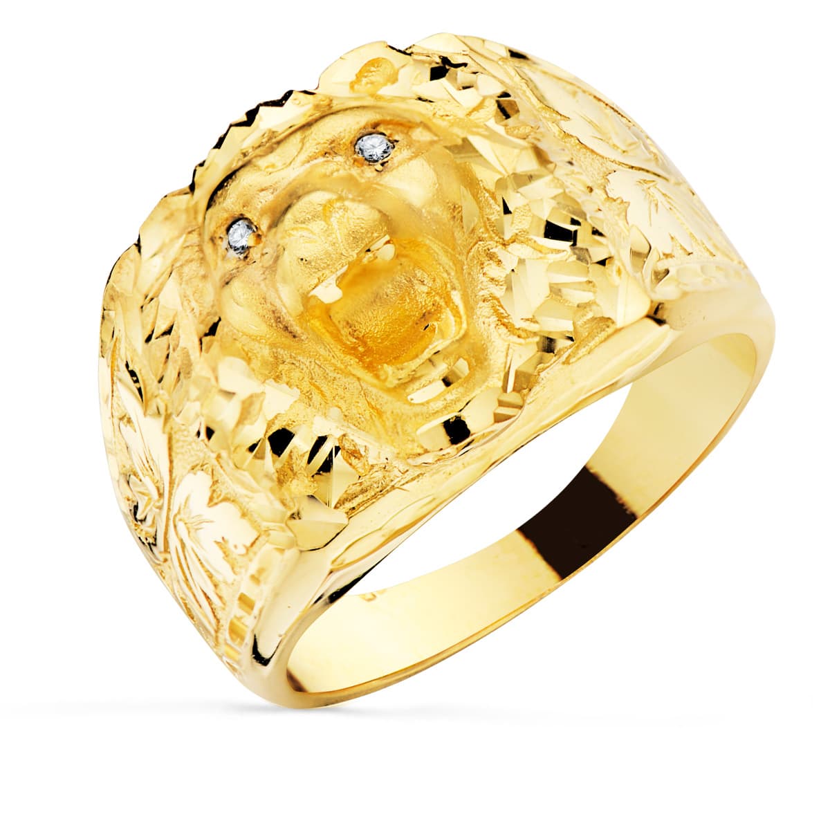 Sello Cabeza de Leon. Ancho 15 mm de oro amarillo 18K