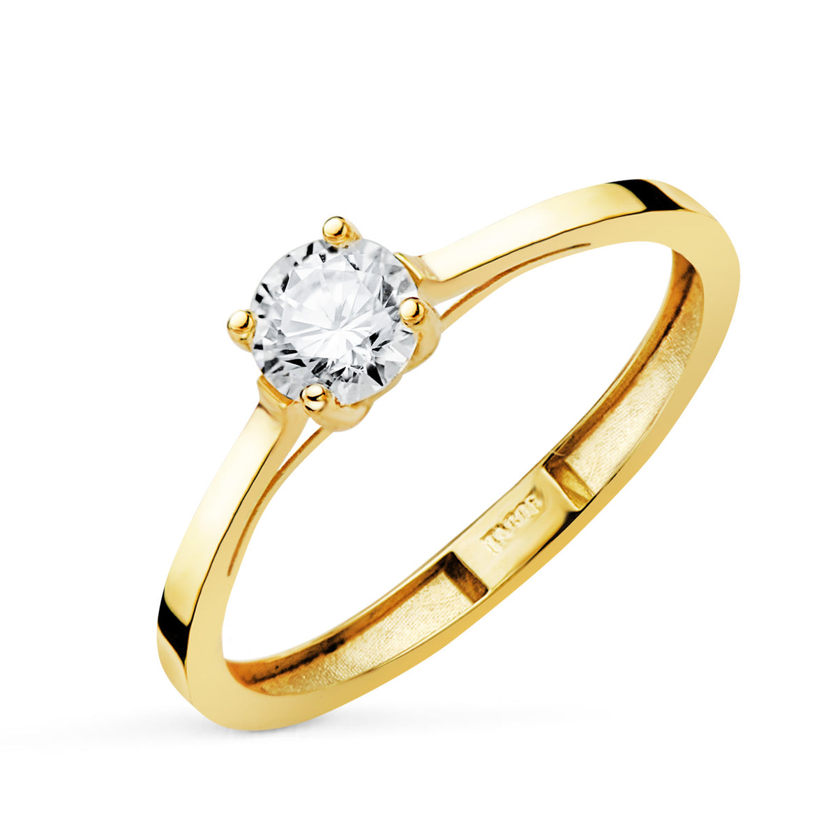 Solitario 4 Garras con Diamante Laboratorio 0,30 Qtes. G - Vs1 de oro amarillo 18K