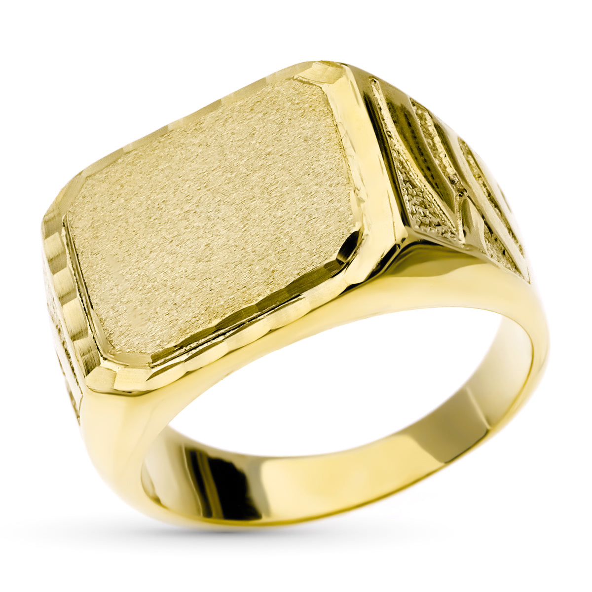 9K SELLO ORO AMARILLO CABALLERO FORRADO RECTANGULAR. ZONA GRABADO: 9X19 MM