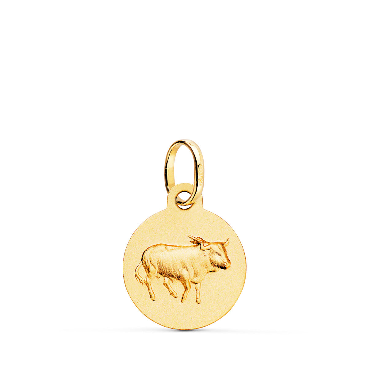 Medalla Horoscopo Tauro Matizada 13 mm de oro amarillo 18K