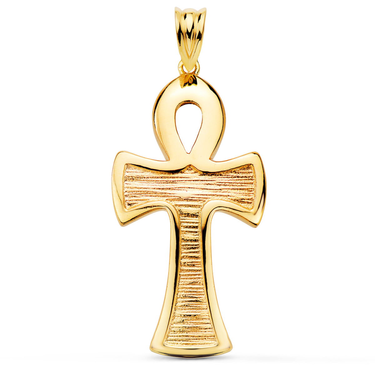 Cruz de la Vida Egipcia Brillo 34 x 18 mm . Amuleto Egipcio Ankh de oro amarillo 18K