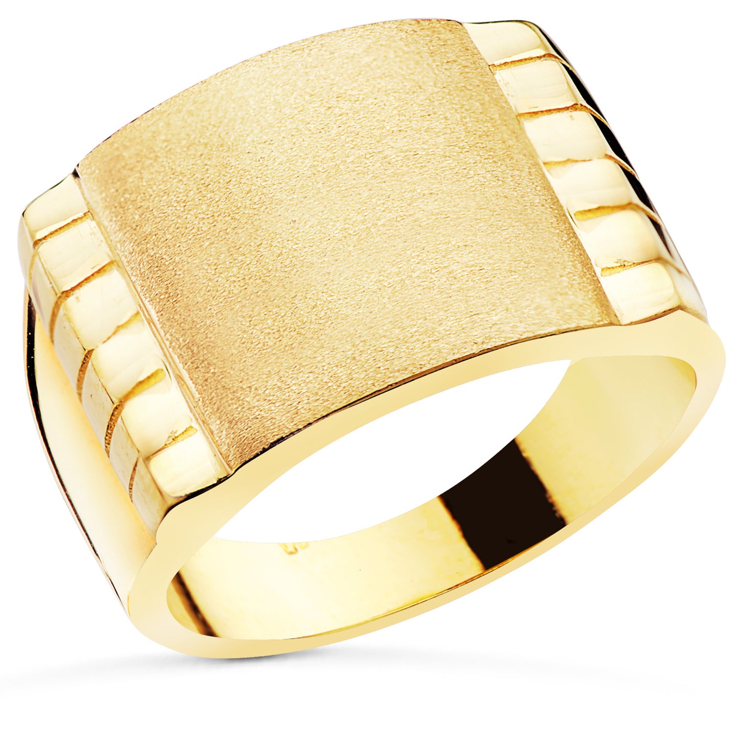 18K SELLO ORO AMARILLO CABALLERO MACIZO TALLADOZONA GRABADO 15X15 MM