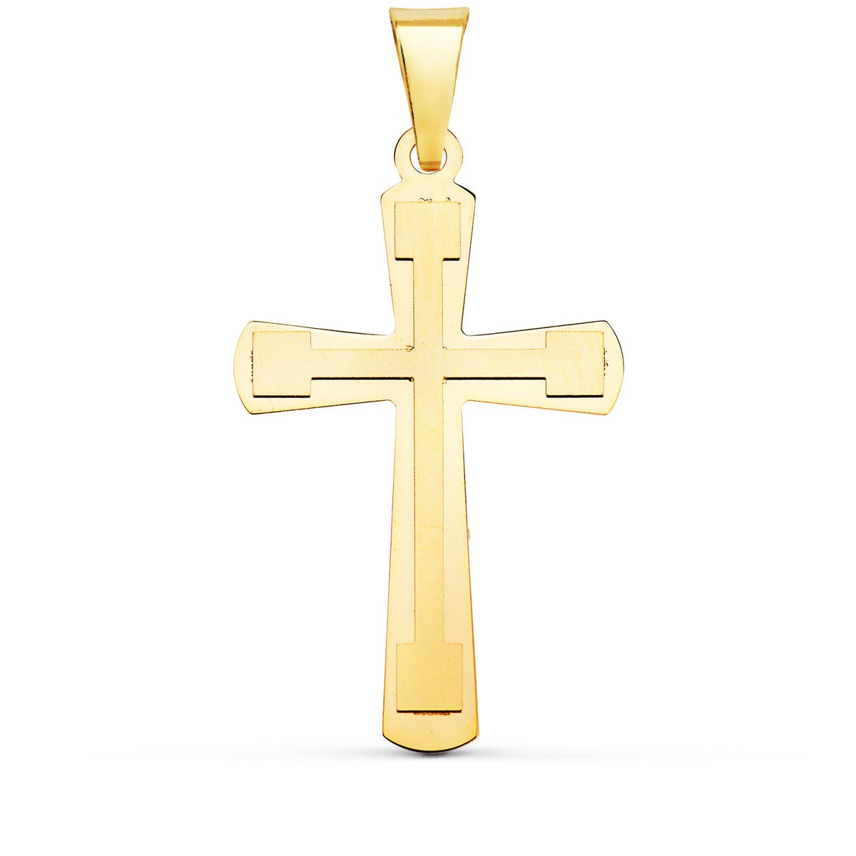 Cruz Brillo y Mate sin Cristo 33 x 20 mm de oro amarillo 18K