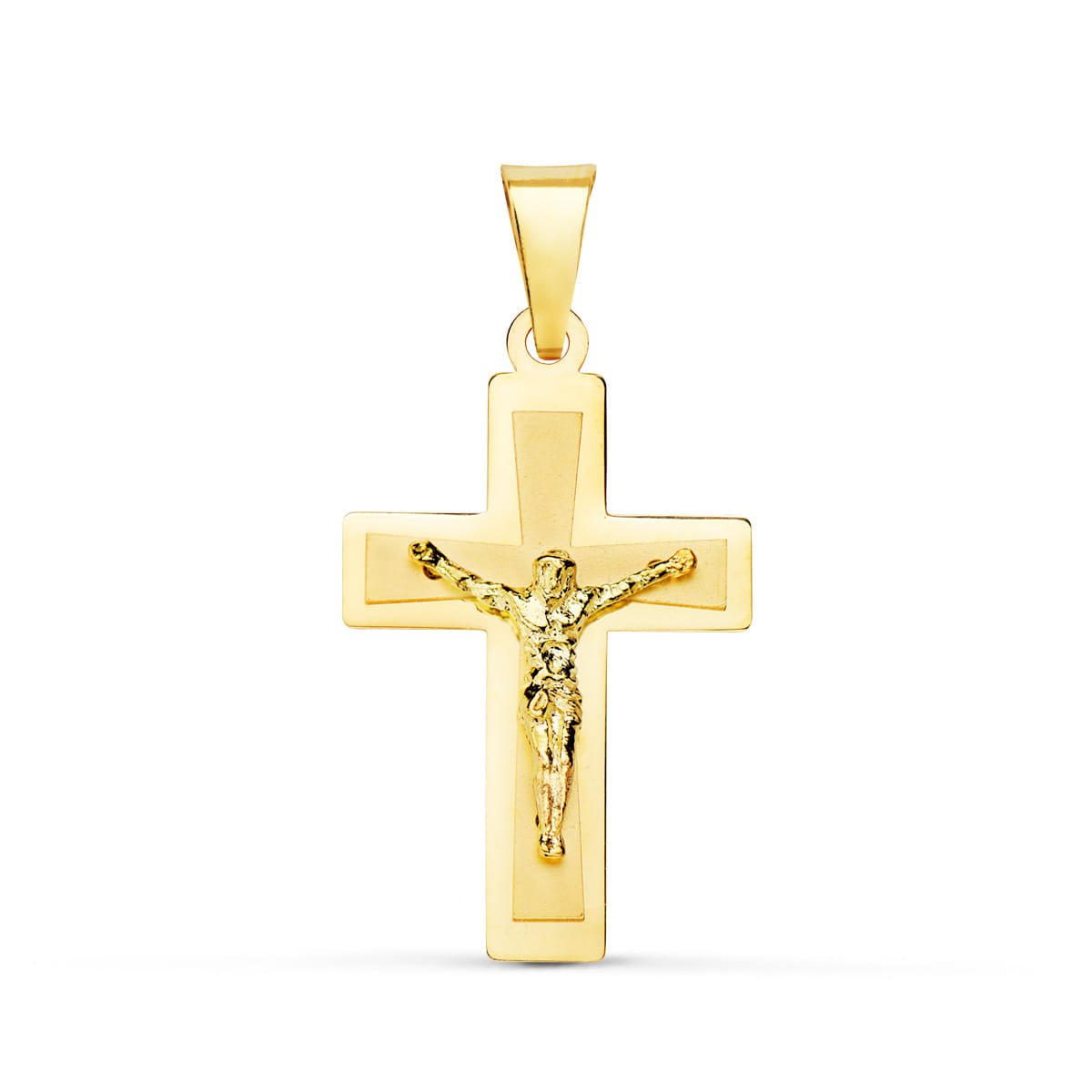 18K CRUZ ORO AMARILLO BRILLO CON CRISTO 25X17 MM