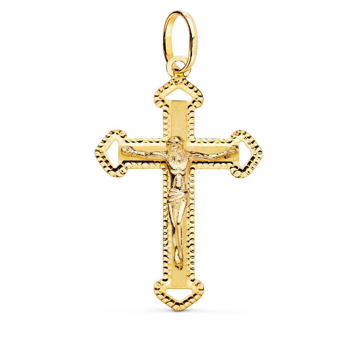 Cruz con Cristo Tallada 35 x 22 mm de oro amarillo 18K