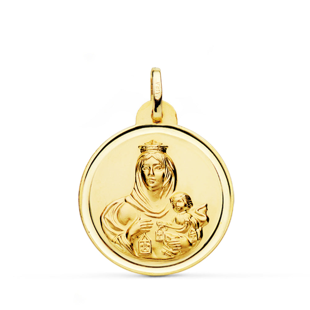 Medalla Virgen del Carmen Bisel 24 mm de oro amarillo 18K