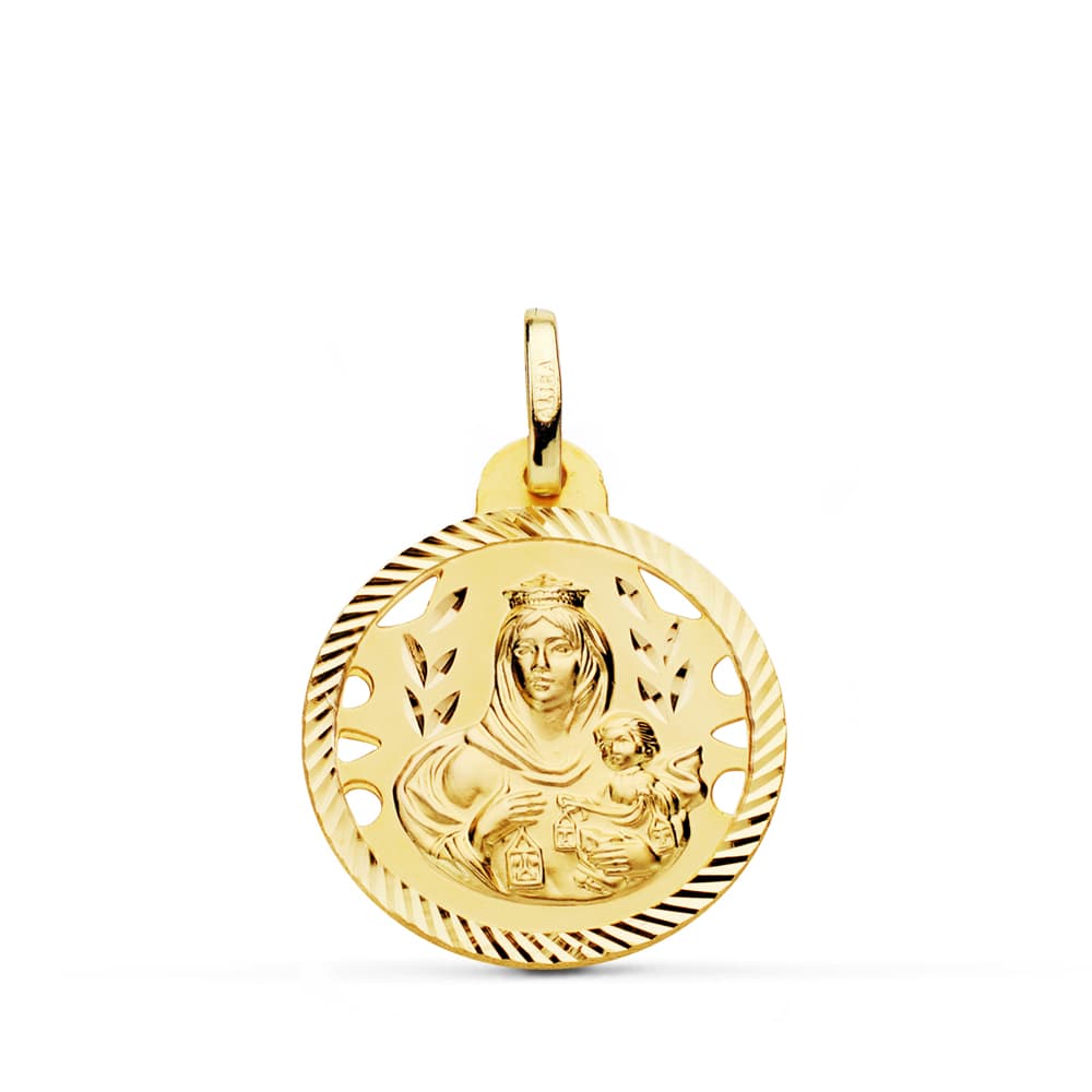 Medalla Virgen del Carmen Calada Helice 20 mm de oro amarillo 9K