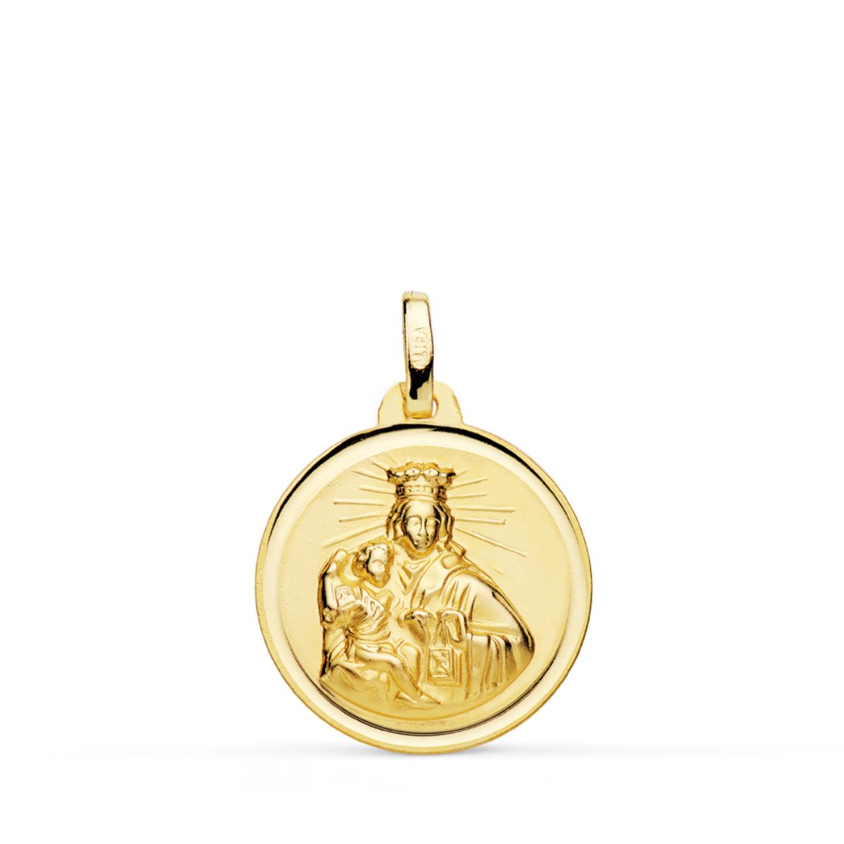 18K MEDALLA ORO AMARILLO VIRGEN MARIA DEL CARMEN BISEL 18 MM
