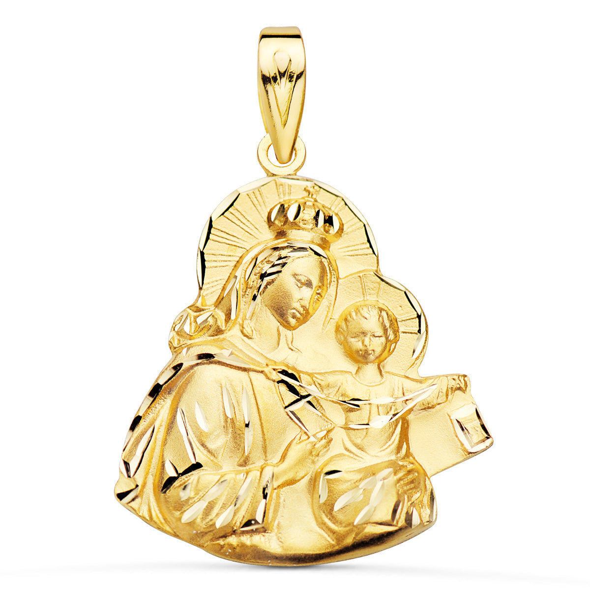Medalla Virgen del Carmen Silueta Tallada 25 x 23 mm de oro amarillo 18K