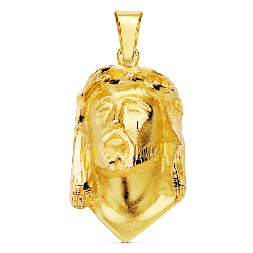 Colgante Cabeza de Cristo de Lagrima 28 x 17 mm de oro amarillo 18K