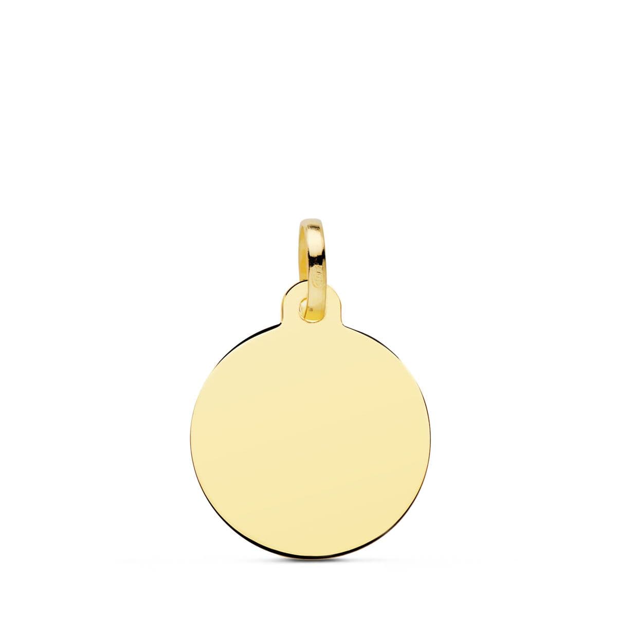 Placa Chapa Disco Liso en Brillo 16 mm de oro amarillo 18K