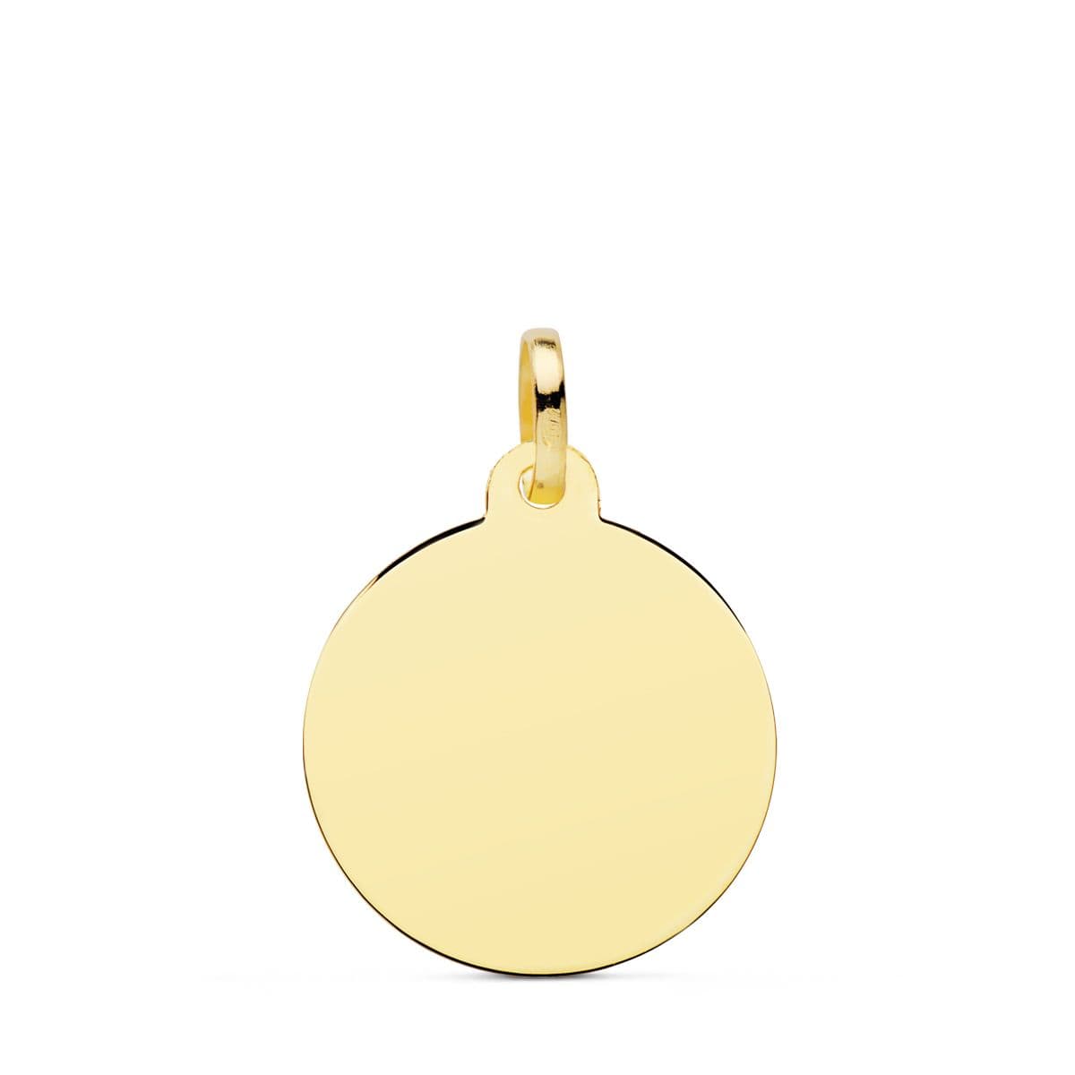 Placa Chapa Disco Liso Brillo 18 mm de oro amarillo 18K