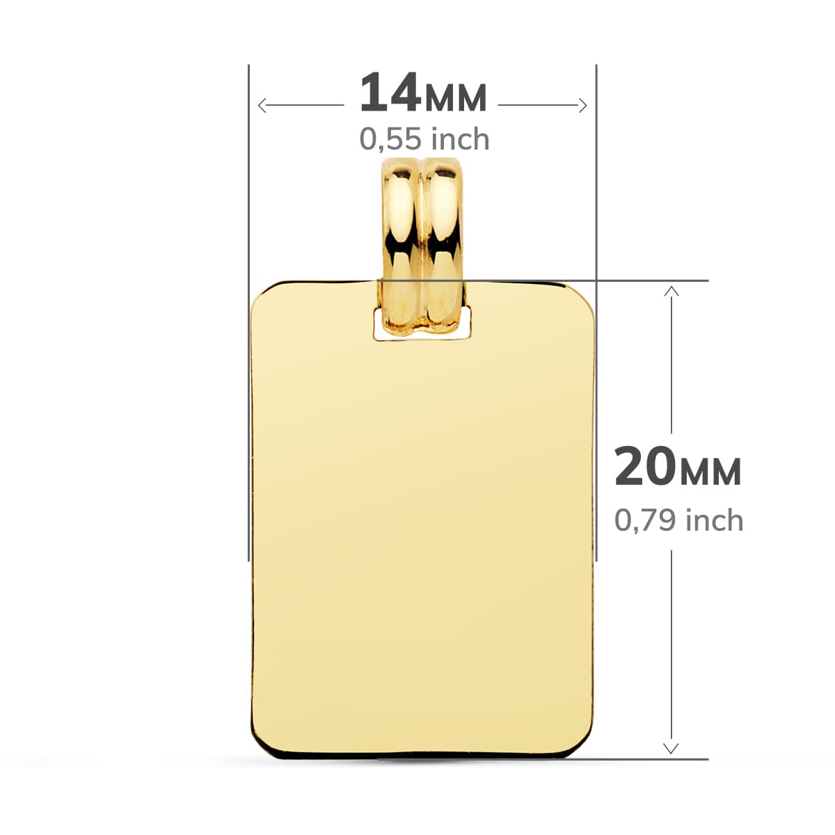 18K PLACA CHAPA LISA ORO AMARILLO EN BRILLO 20X14 MM