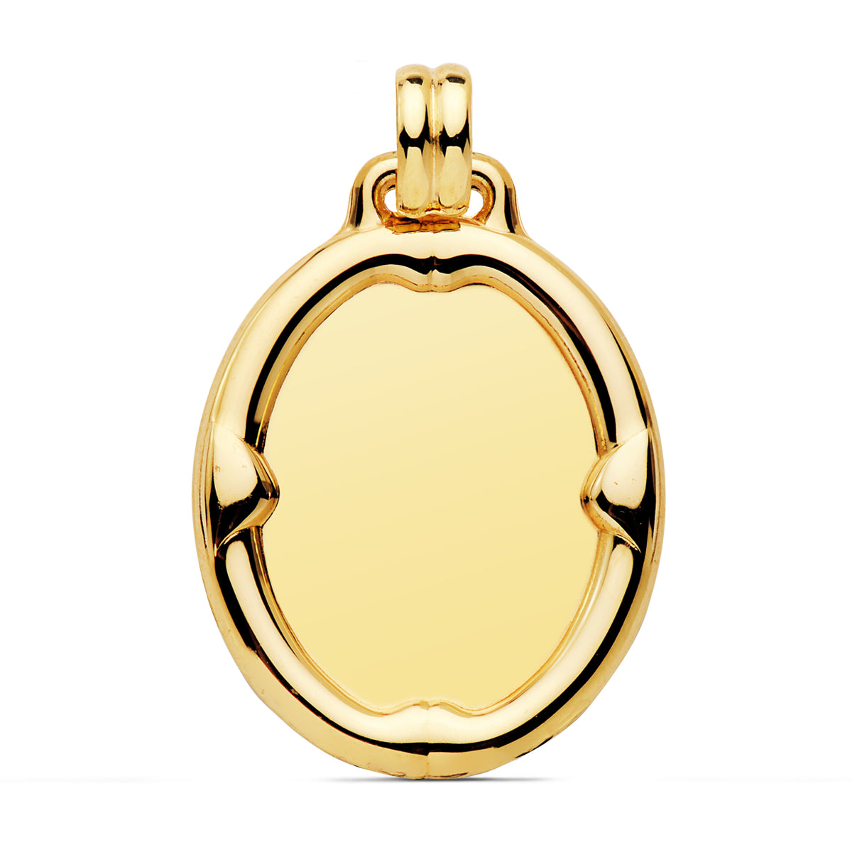 Placa Chapa Oval Brillo con Borde 29 x 24 mm de oro amarillo 18K
