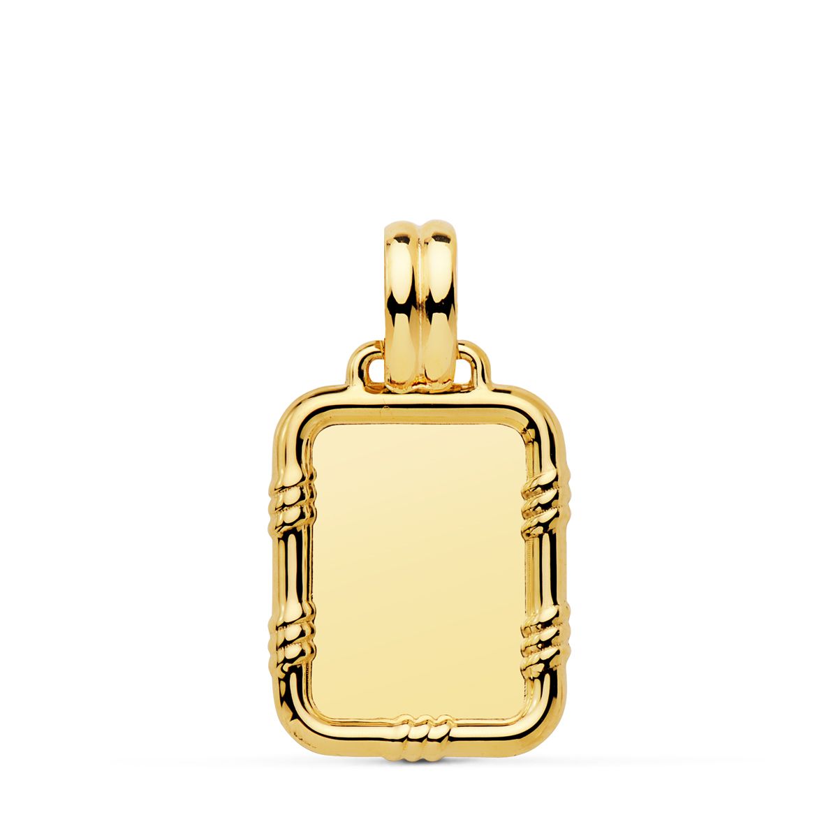 Placa Chapa Brillo con Borde 19 x 15 mm de oro amarillo 18K