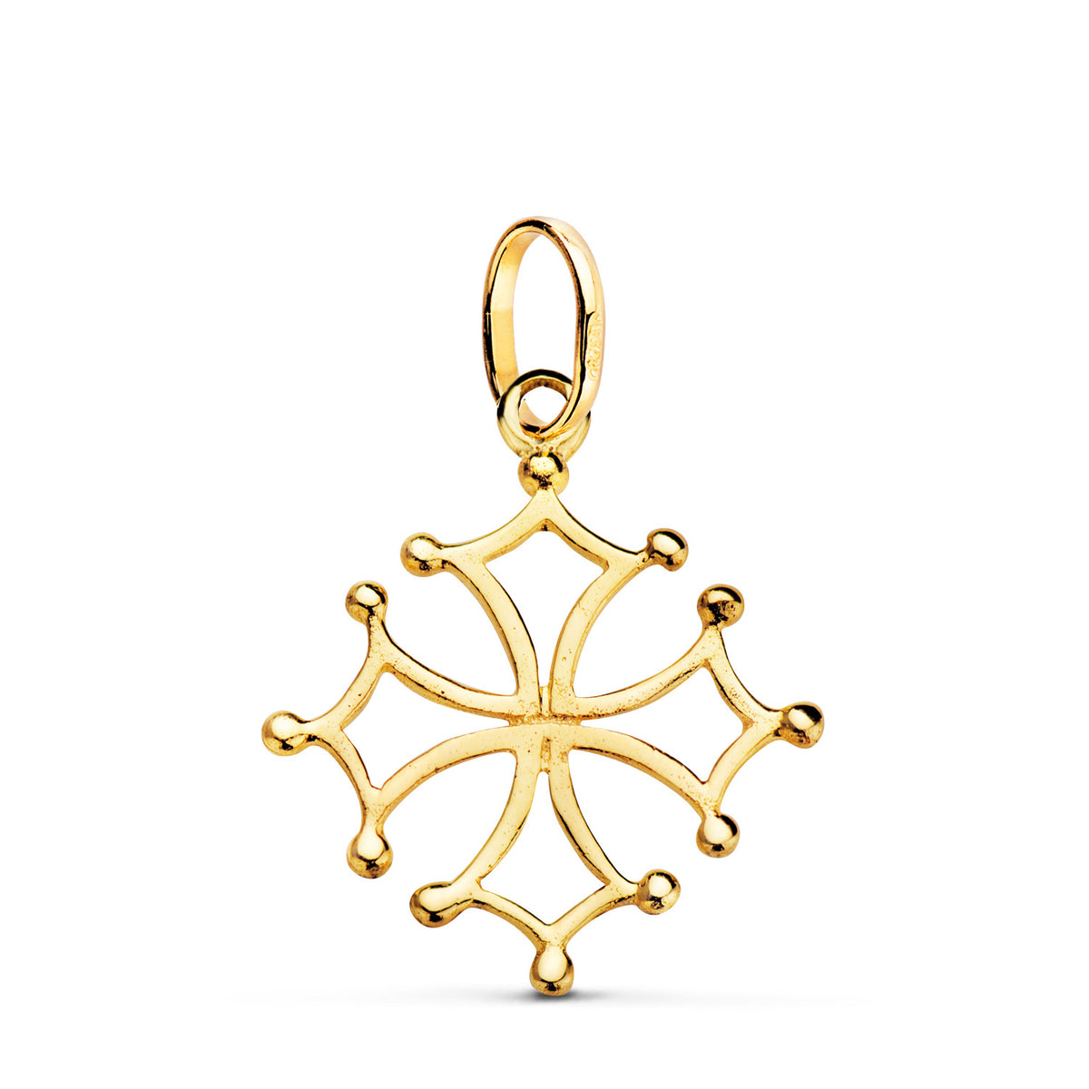Colgante Cruz de Occitania . 23 x 21 mm de oro amarillo 18K