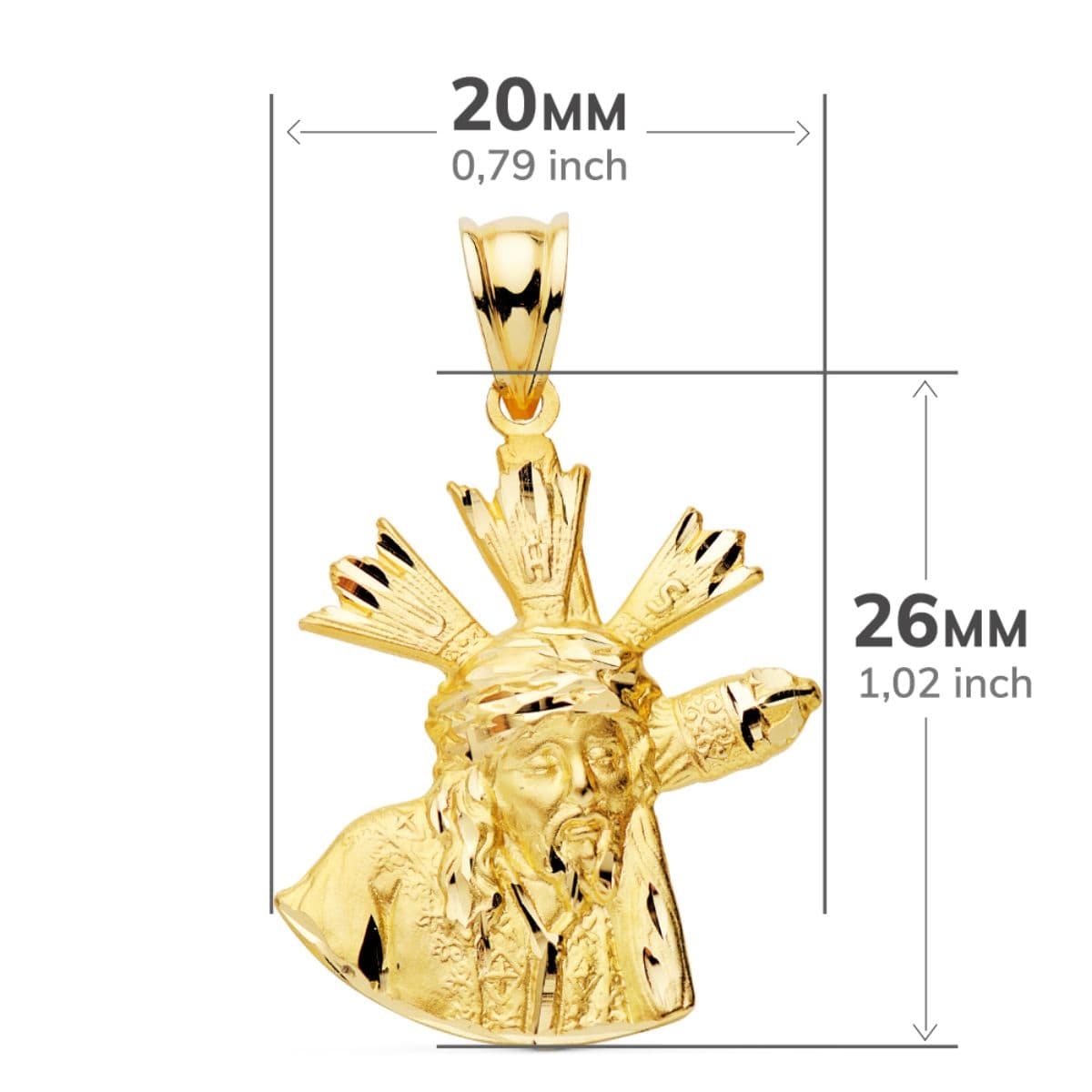 18K COLGANTE CRISTO GRAN PODER SILUETA ORO AMARILLO 24X20 MM