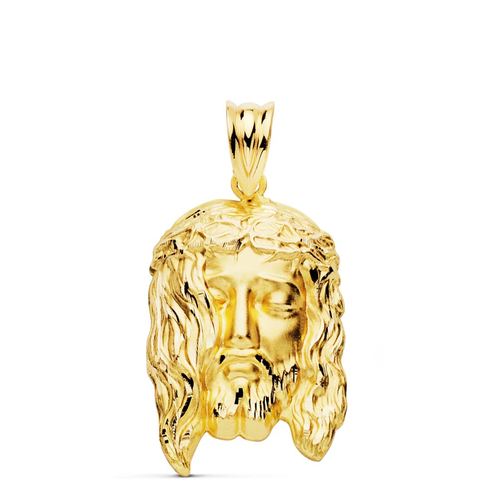 18K COLGANTE COLGANTE ORO AMARILLO CABEZA DE CRISTO 26X16 MM