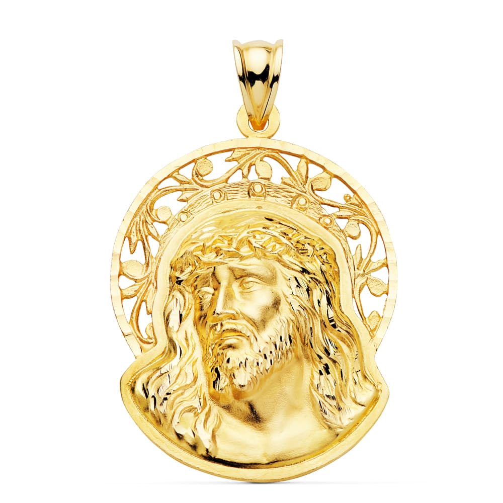 Colgante Colgante Cabeza de Cristo Orla 32 x 26 mm de oro amarillo 18K