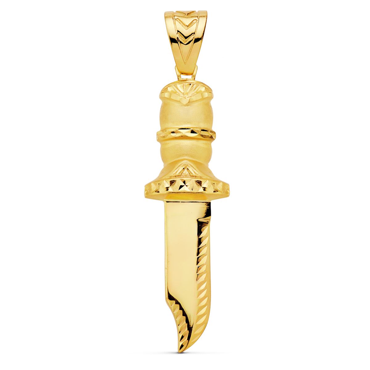 18K COLGANTE PUÑAL TALLADO ORO AMARILLO 2X18 MM