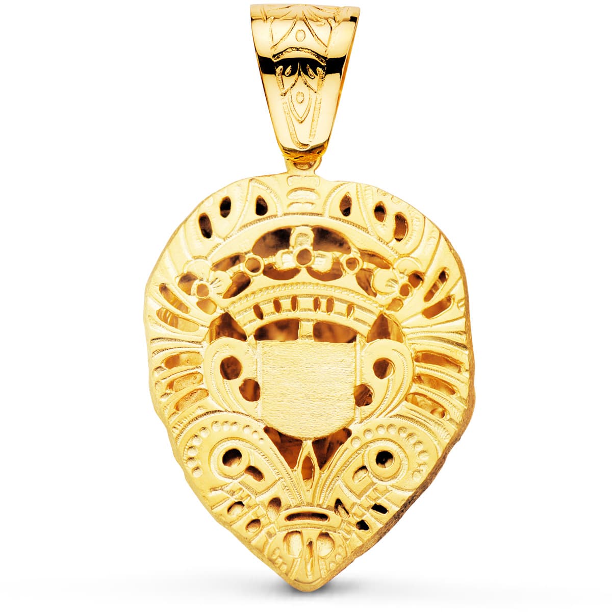 18K COLGANTE LEON GIGANTE TALLADO ORO AMARILLO 66X56 MM