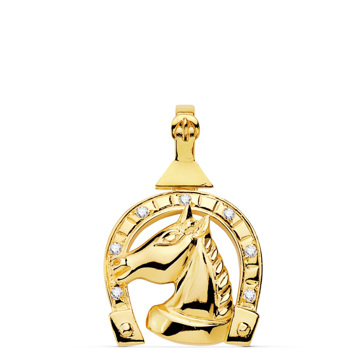 Colgante Herradura Circonita 28 x 24 mm de oro amarillo 18K