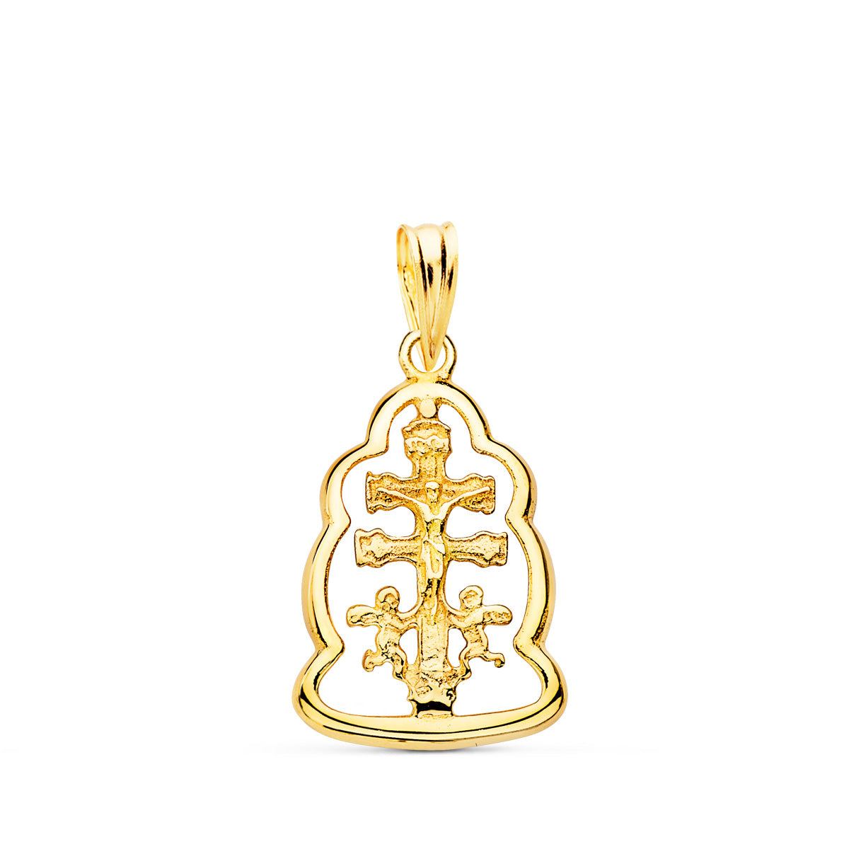 Colgante Cruz de Caravaca Orla 18 x 14 mm de oro amarillo 18K
