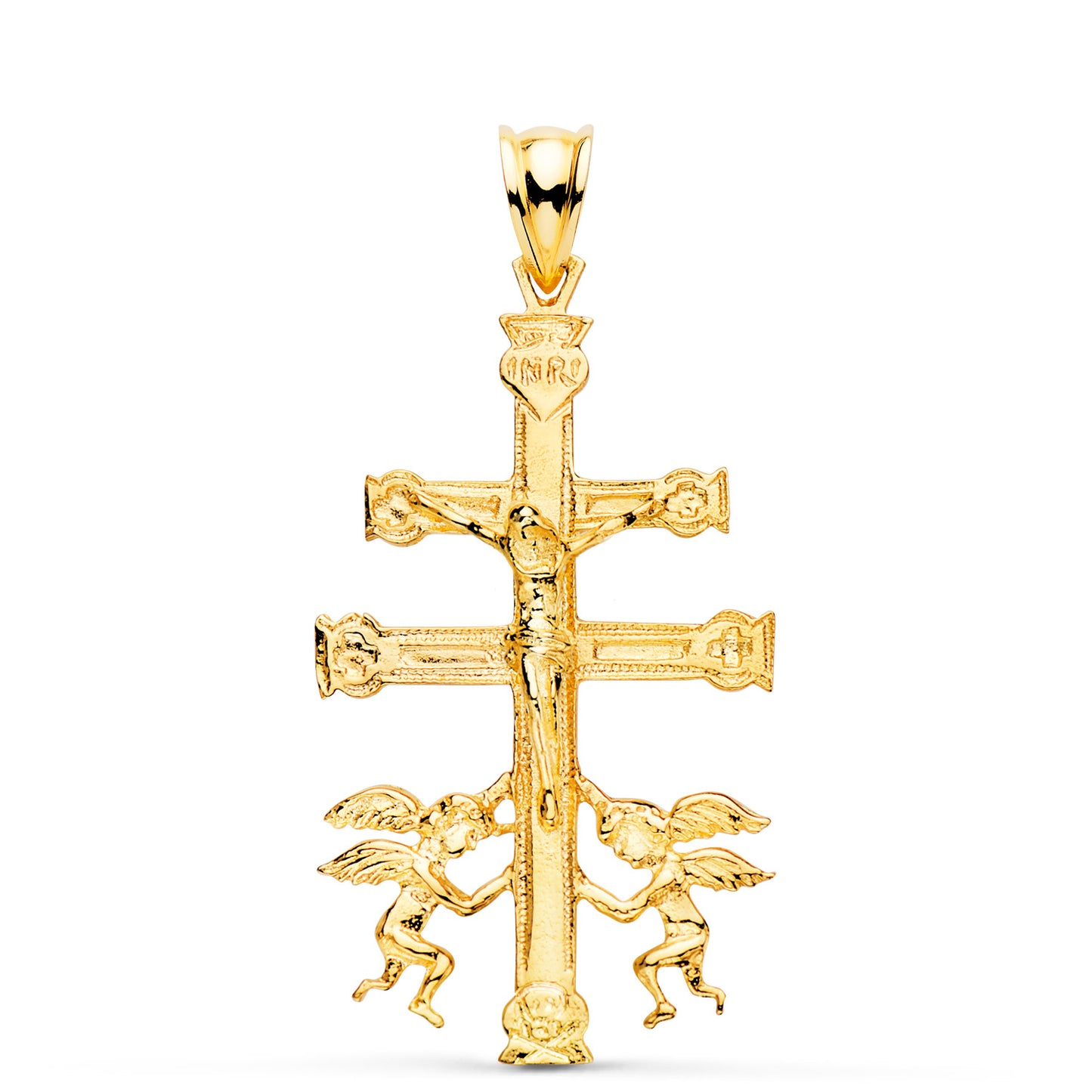 18K CRUZ ORO AMARILLO CARAVACA CON CRISTO. 36 X 22 MM