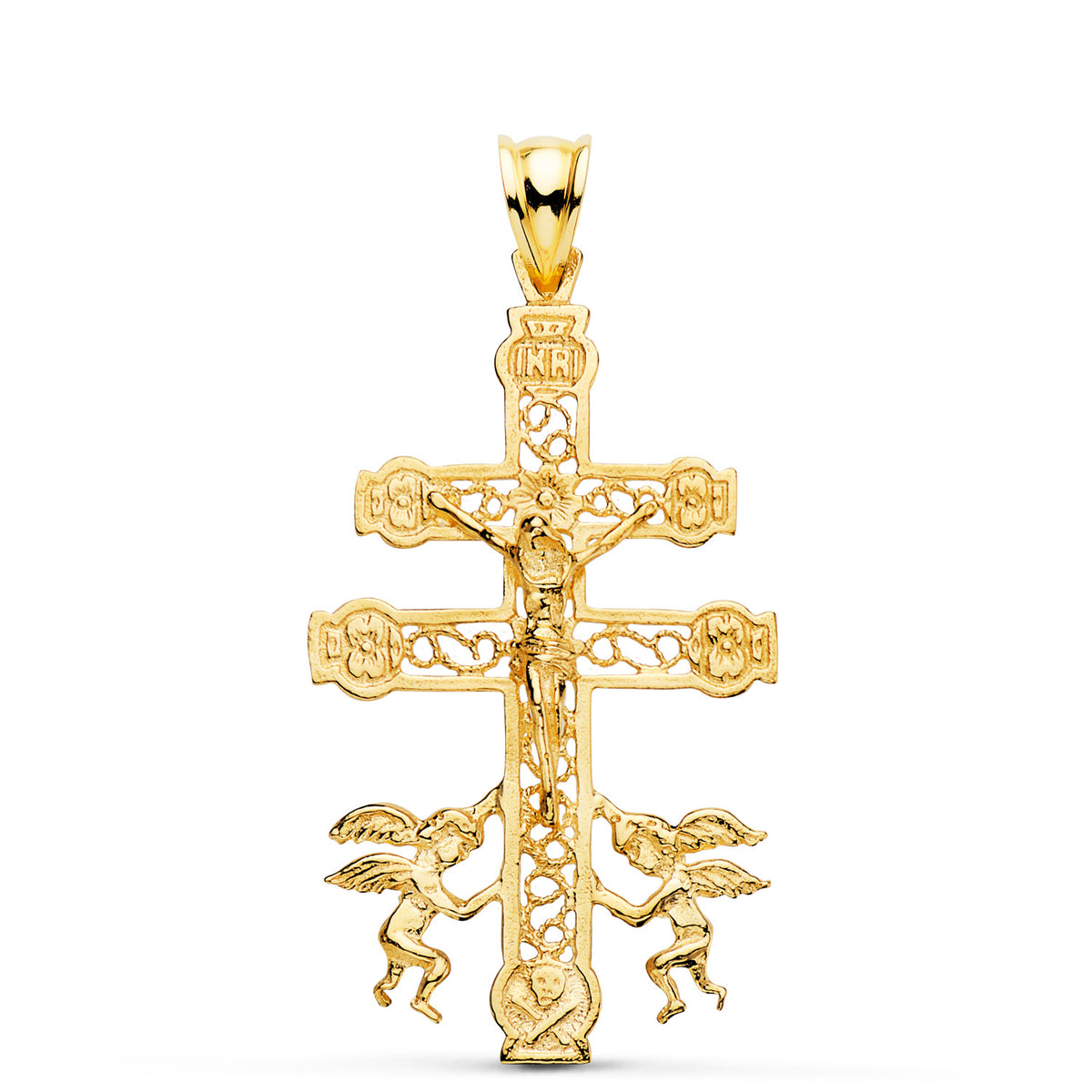 Cruz de Caravaca Calada 42 x 24 mm de oro amarillo 18K