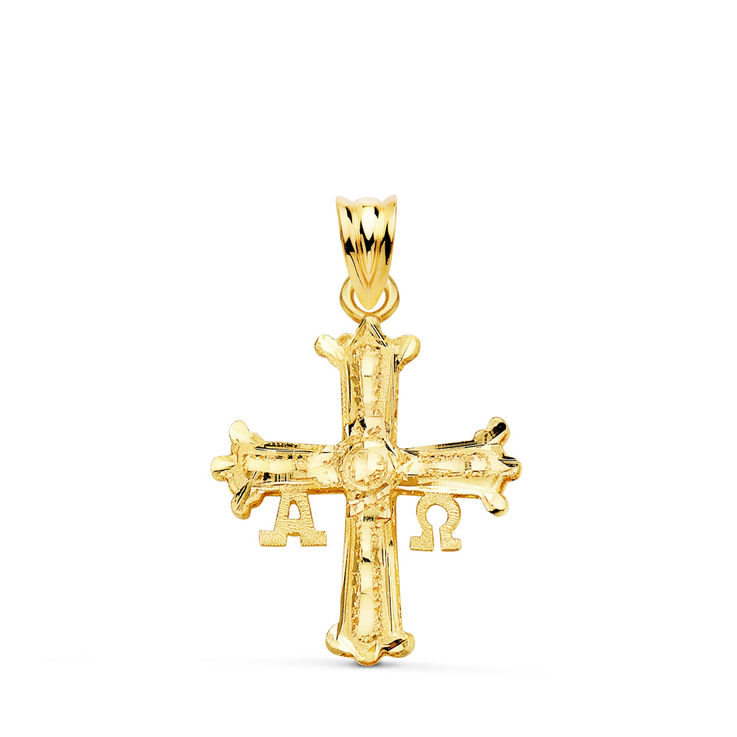 18K CRUZ DE COVADONGA ORO AMARILLO TALLADA 26 X 20 MM