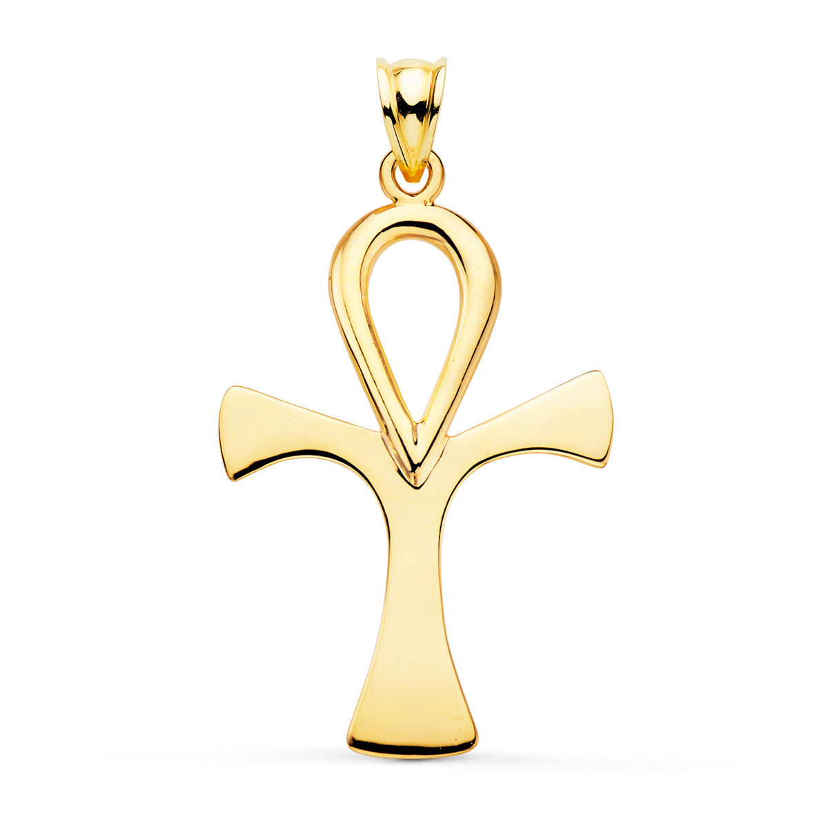 Cruz de la Vida Egipcia sin Cristo en Brillo 40 x 30 mm Amuleto Egipcio Ankh. de oro amarillo 18K