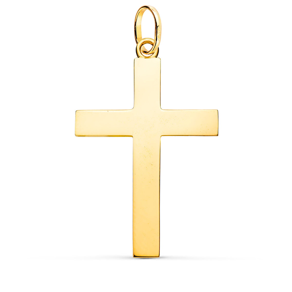 Cruz Lisa Maciza Palo Rectangular Brillo 38 x 24 mm de oro amarillo 18K