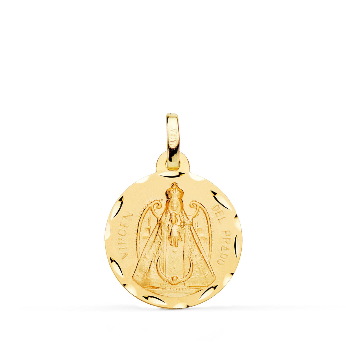 18K MEDALLA ORO AMARILLO VIRGEN DEL PRADO TALLADA 18 MM