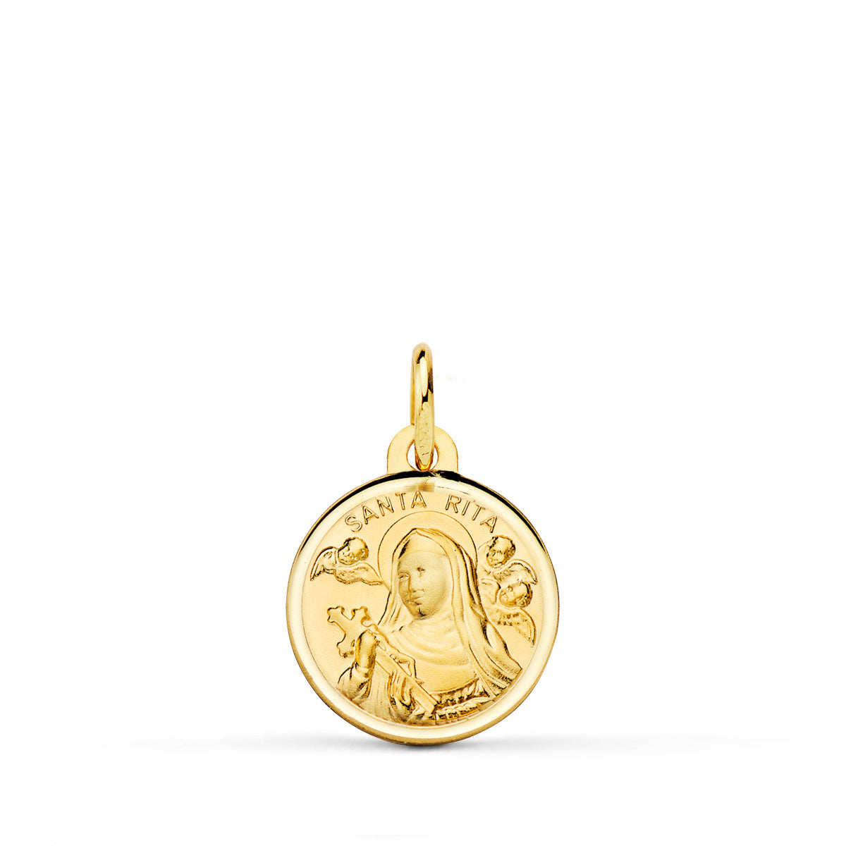 9K MEDALLA ORO AMARILLO SANTA RITA BISEL 14 MM