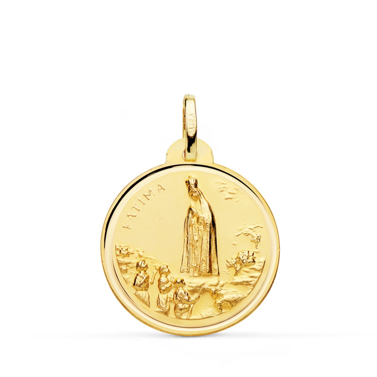 Medalla Virgen de Fatima 22 mm de oro amarillo 18K
