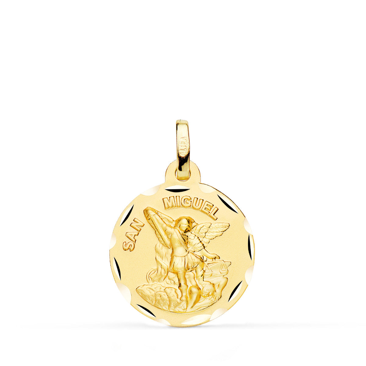 Medalla San Miguel Tallado 18 mm de oro amarillo 18K