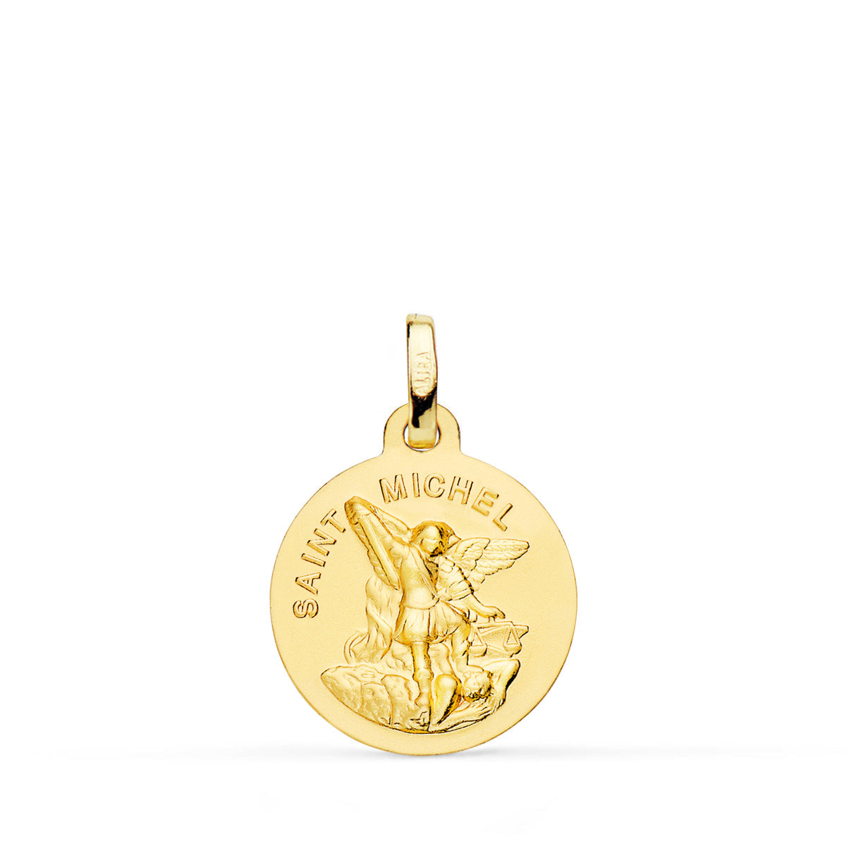 Medalla Saint Michel Lisa Matizada 16 mm de oro amarillo 18K