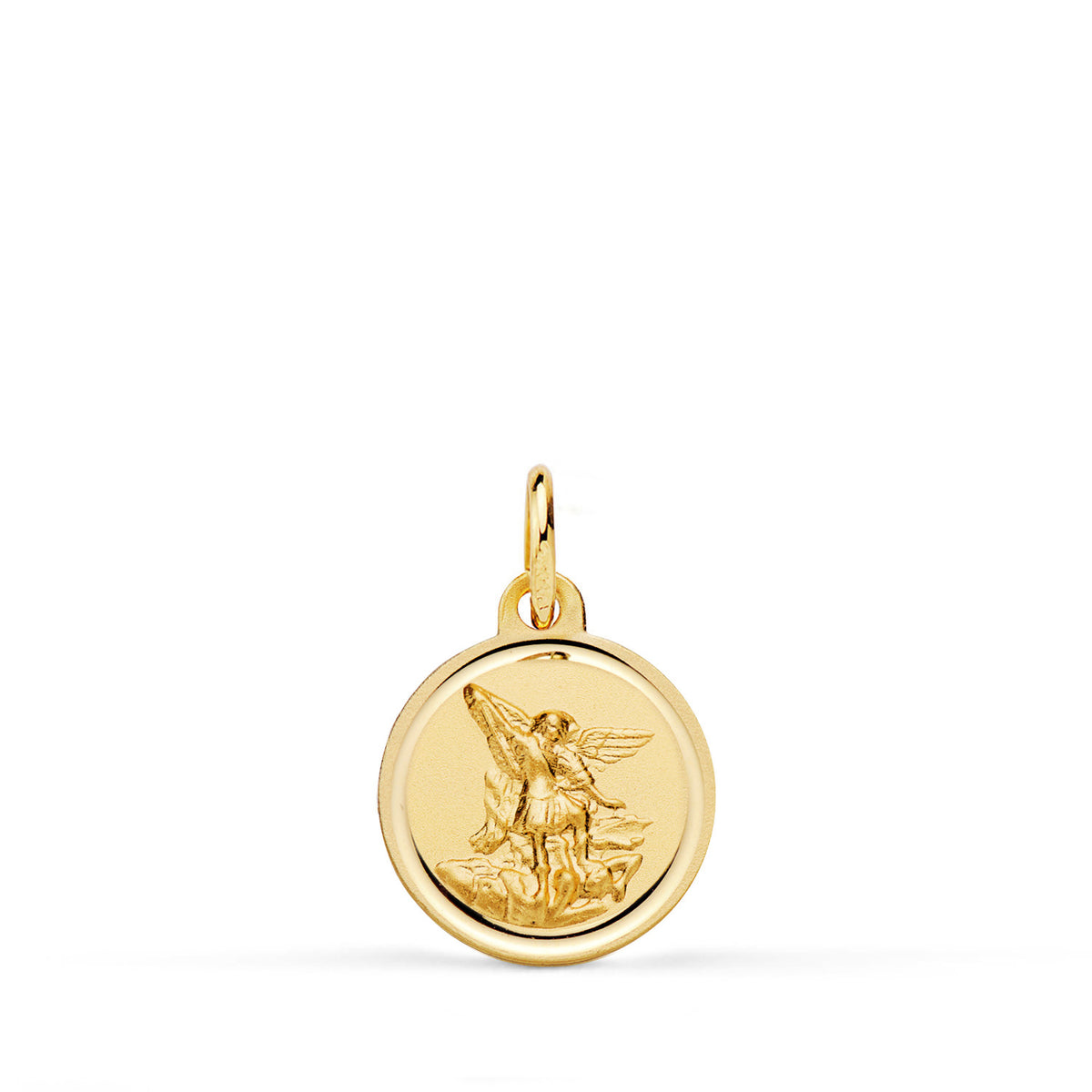 Medalla San Miguel Bisel 12 mm de oro amarillo 18K
