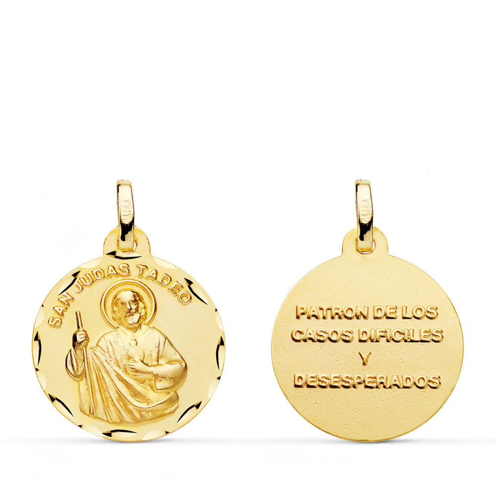 Medalla San Judas Tadeo 20 mm de oro amarillo 18K