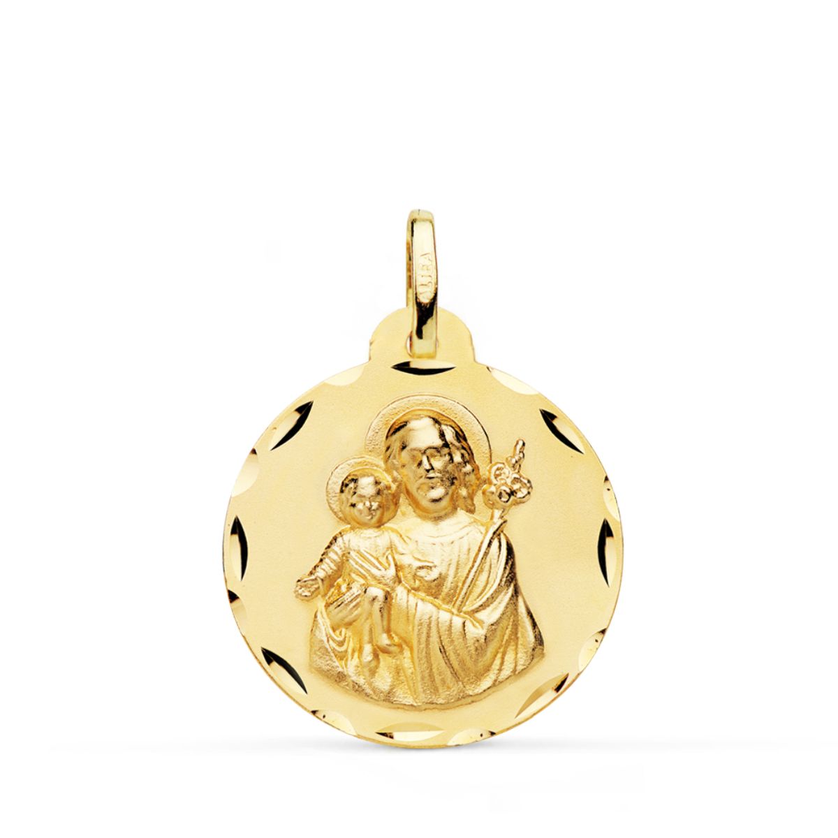 Medalla San Jose Tallada 22 mm de oro amarillo 18K