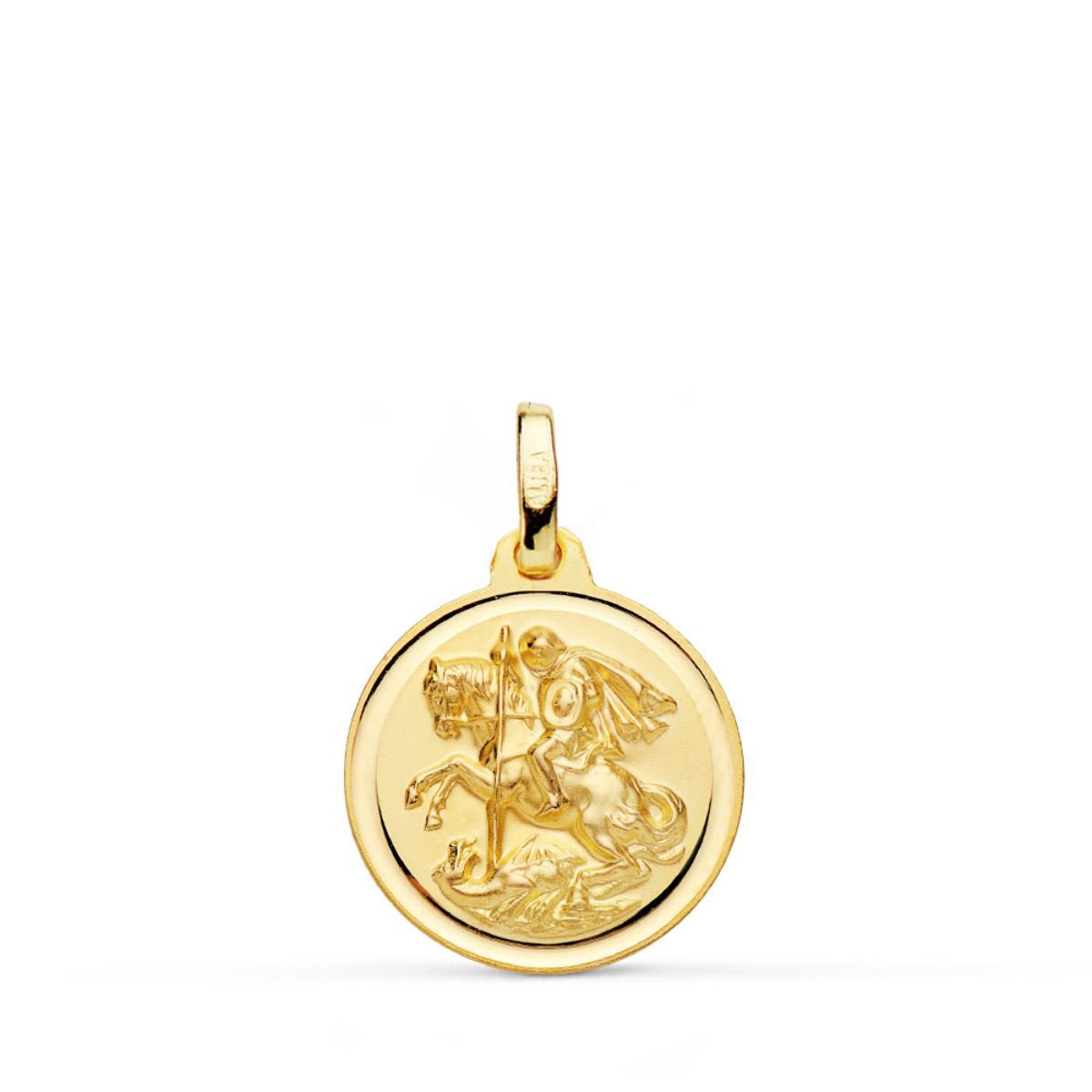 Medalla San Jorge Bisel 16 mm de oro amarillo 18K