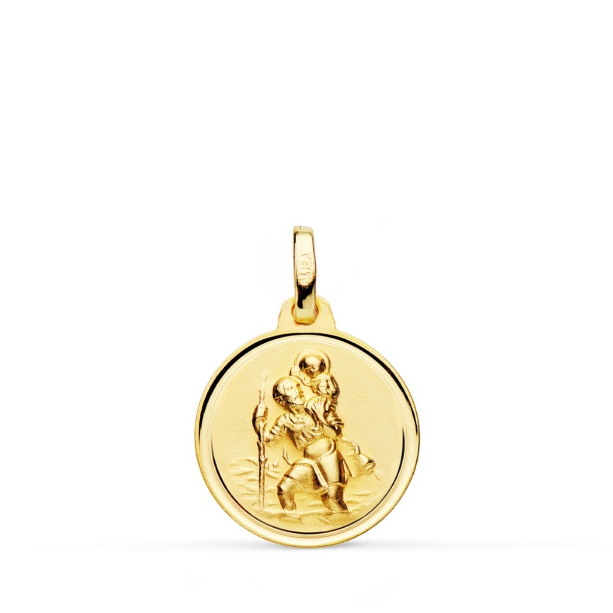18K MEDALLA ORO AMARILLO SAN CRISTOBAL BISEL 16 MM