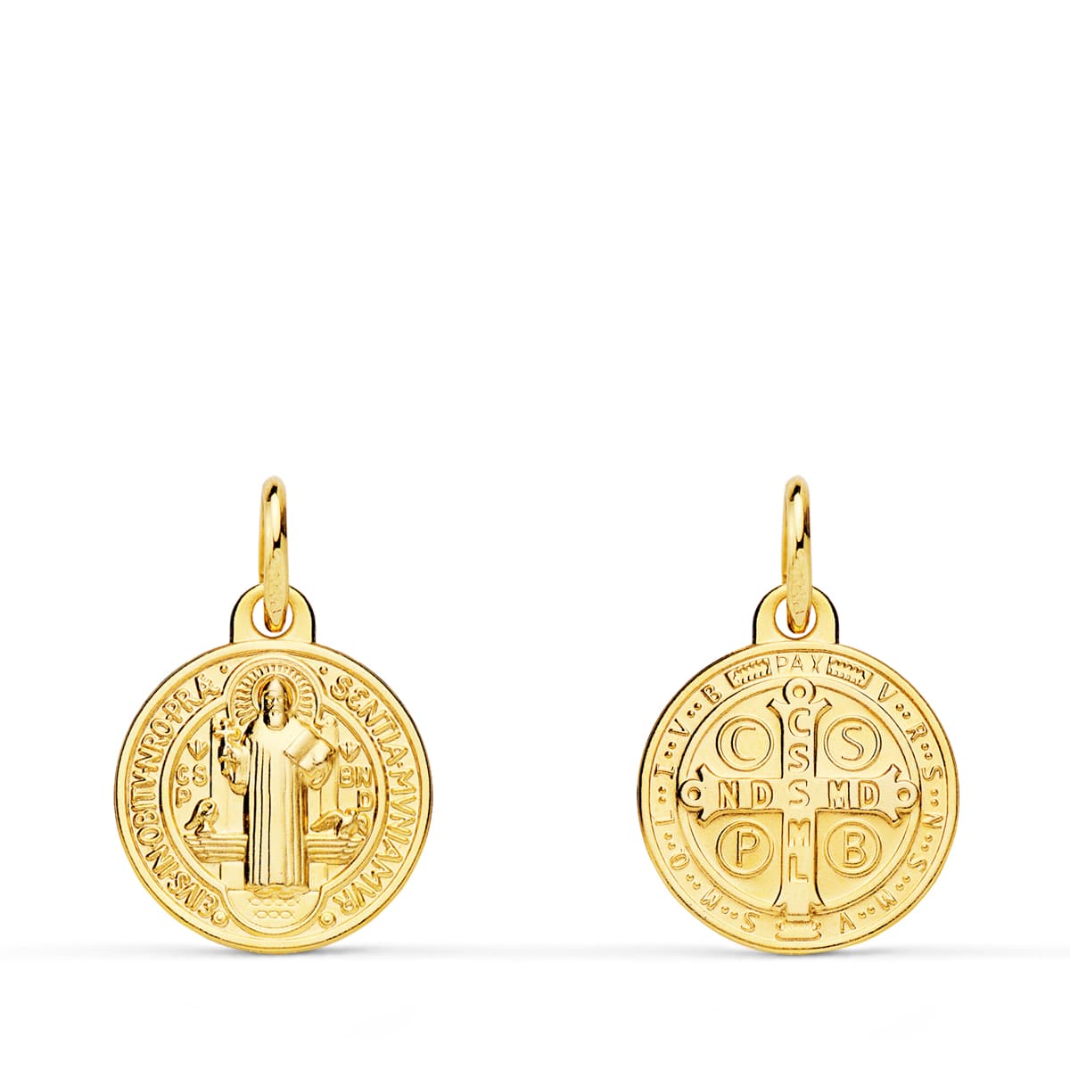 18K MEDALLA ORO AMARILLO ESCAPULARIO ORO AMARILLO SAN BENITO MONJE 12 MM