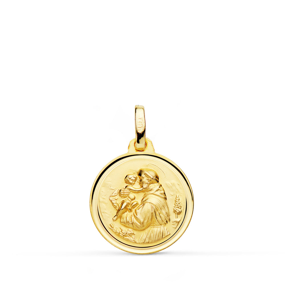 Medalla San Antonio Bisel 16 mm de oro amarillo 9K