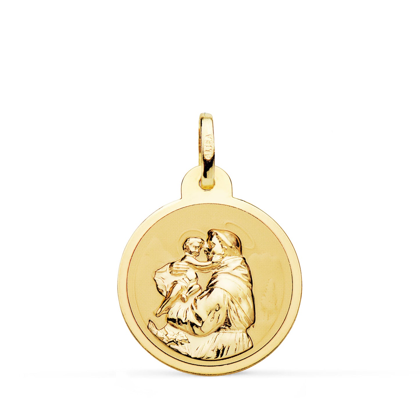 Medalla San Antonio Brillo 20 mm de oro amarillo 18K