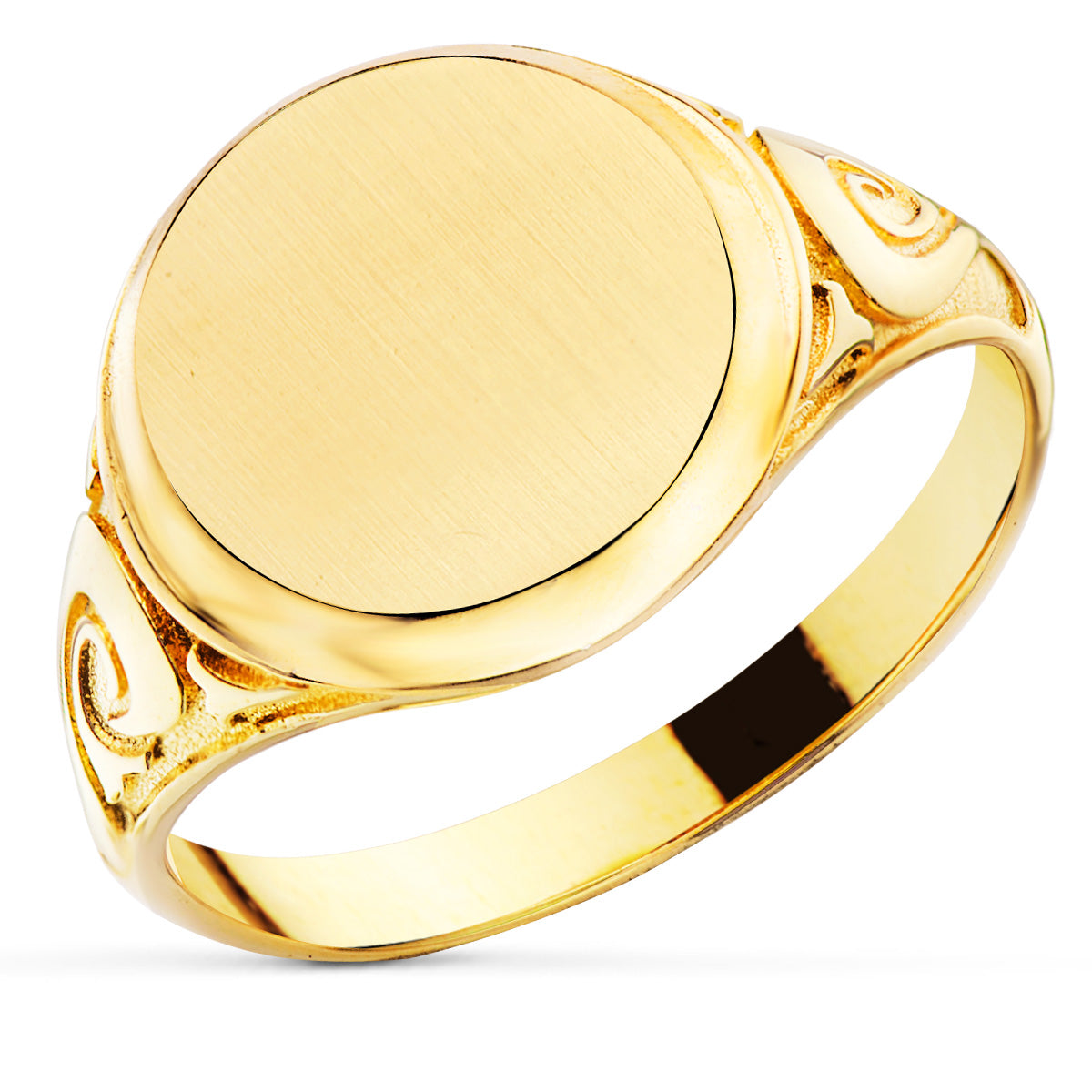 Sello Caballero Macizo Zona Grabado Redondo 12 x 12 mm de oro amarillo 18K