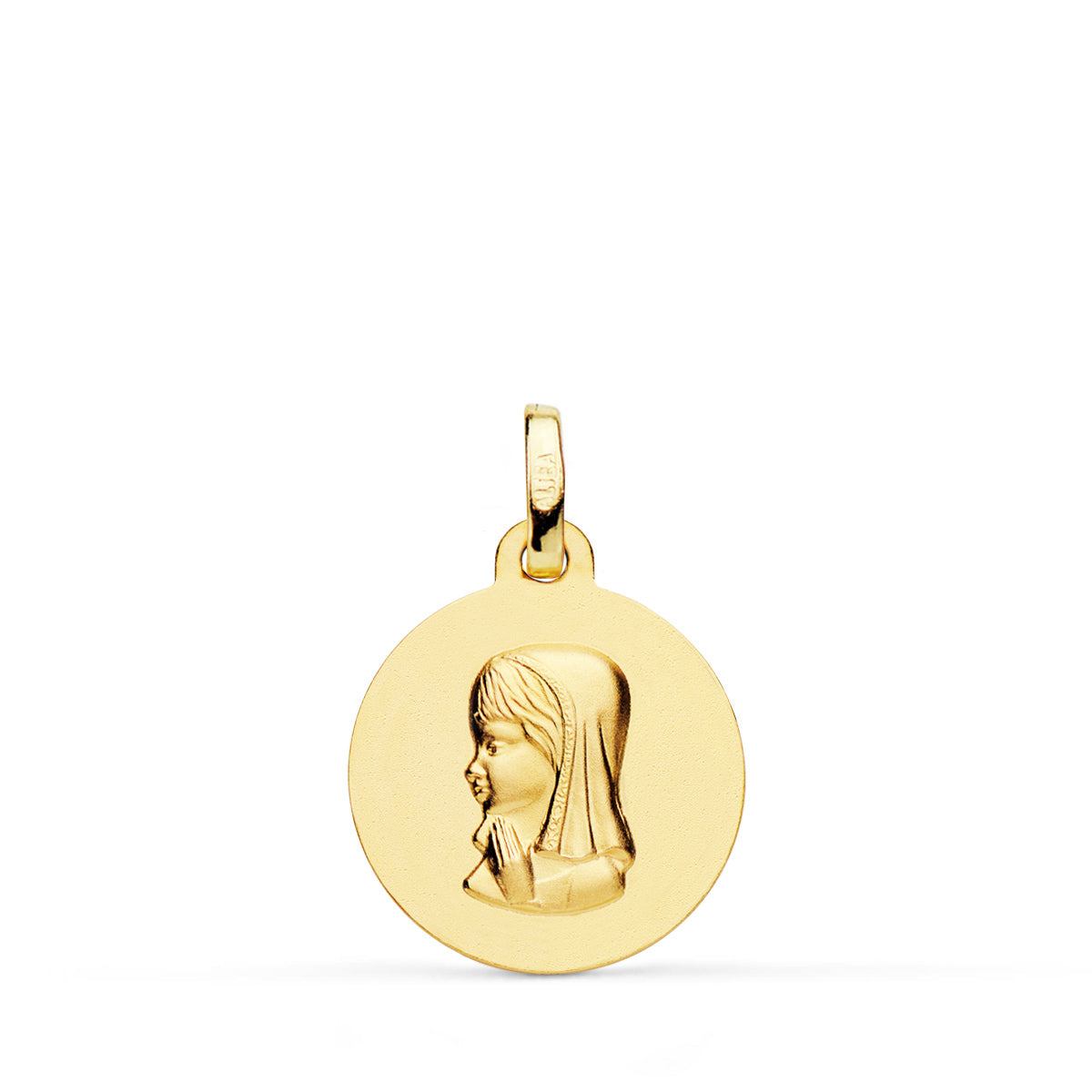 Medalla Virgen Niña Lisa 16 mm de oro amarillo 18K