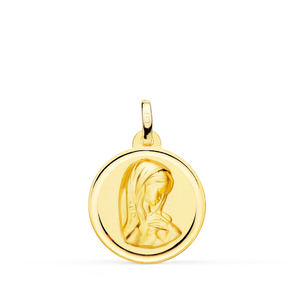 18K MEDALLA ORO AMARILLO VIRGEN NIÑA BISEL 18 MM
