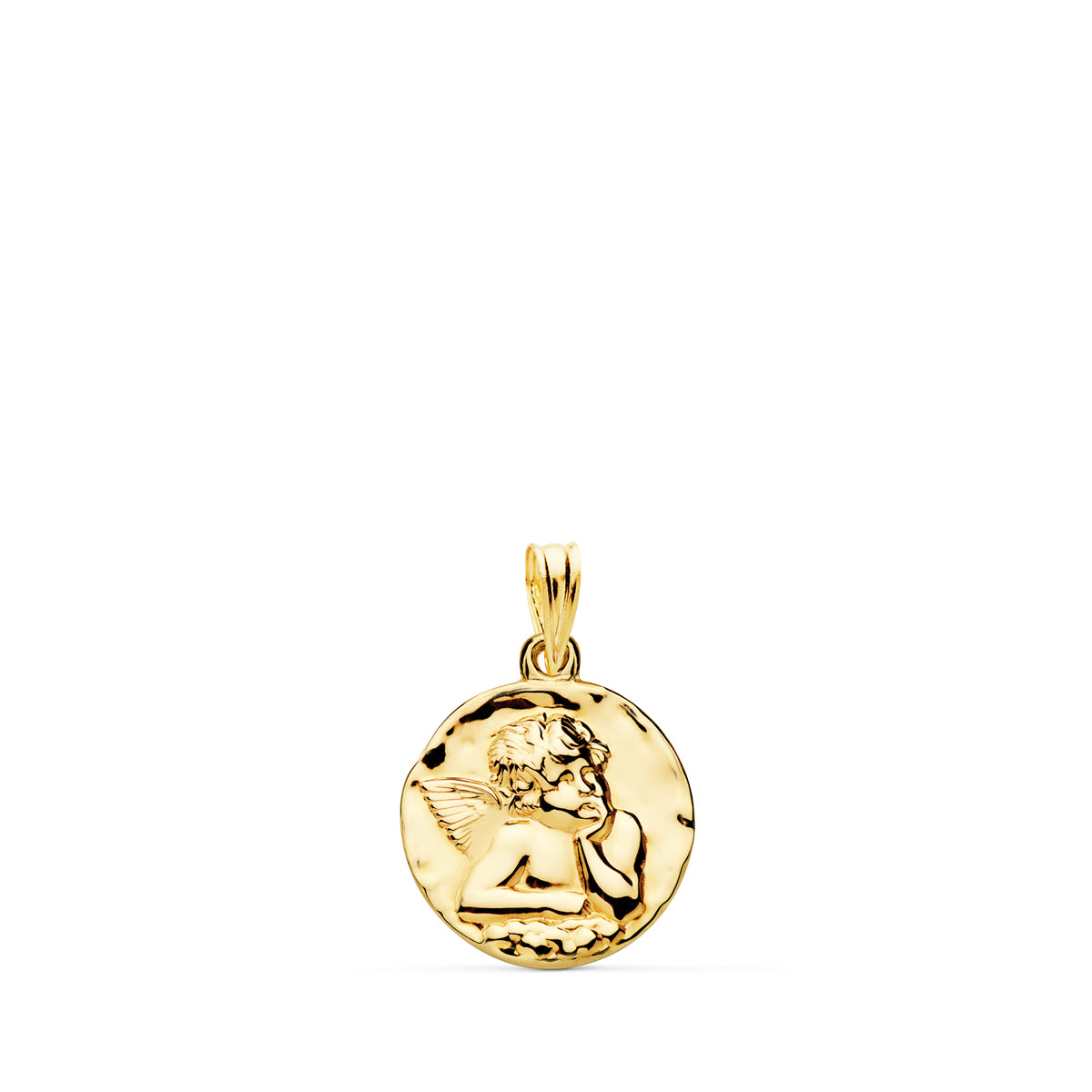 Medalla Angel Burlon Brillo 14 mm de oro amarillo 18K