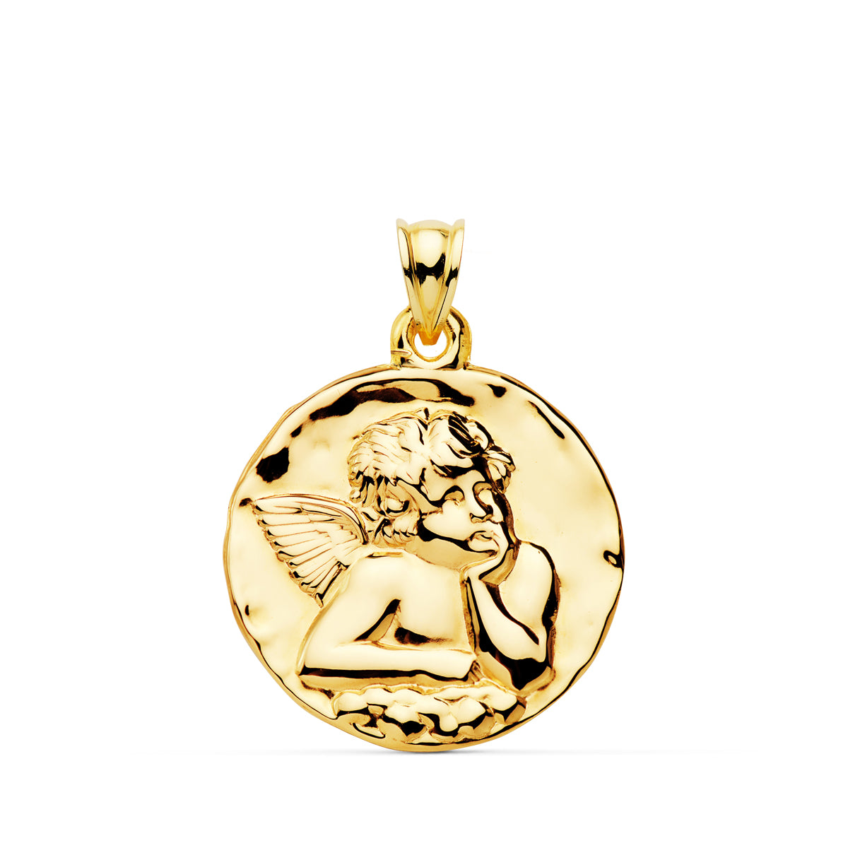 Medalla Angel Burlon Brillo 28 mm de oro amarillo 18K